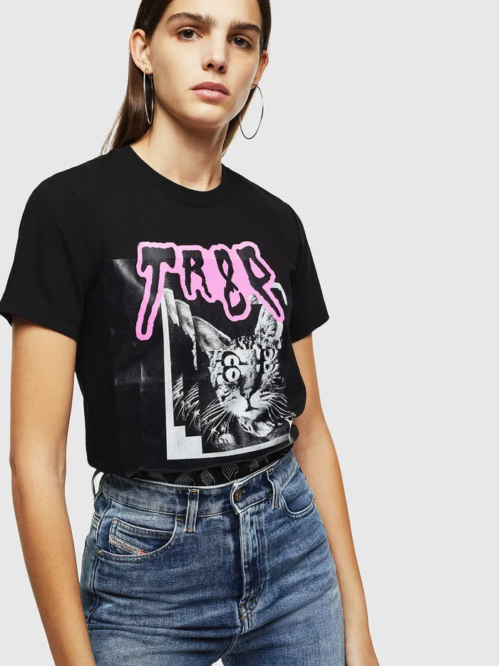 Diesel Tshirts and Tops Womens TSILYYC Black Gift for Friend