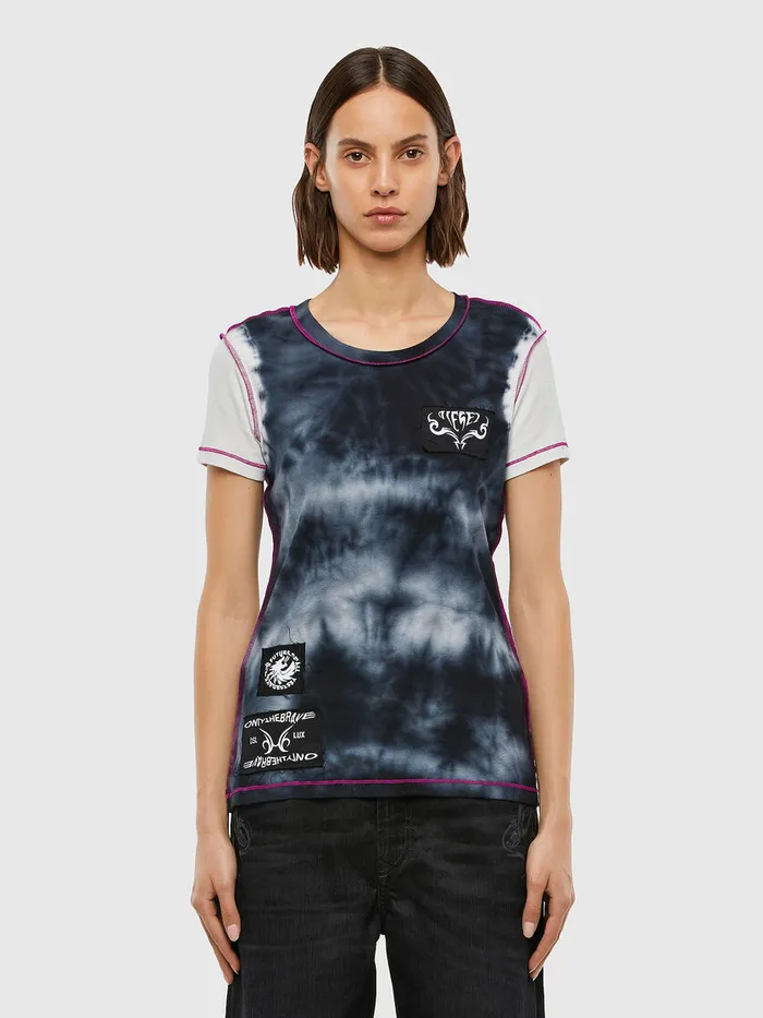 Diesel Tshirts and Tops Womens TSUPERYV10 BlueWhite On Sale