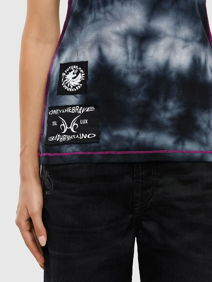 Diesel Tshirts and Tops Womens TSUPERYV10 BlueWhite On Sale
