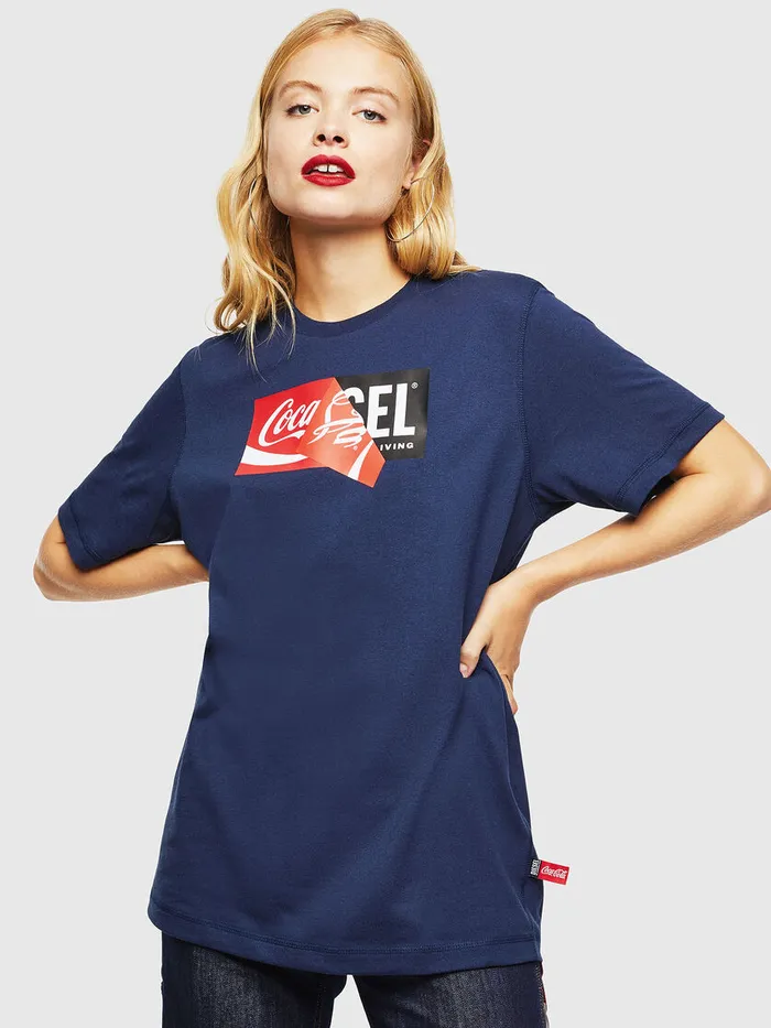 Diesel Tshirts Mens CCTJUSTCOLA Dark Blue Gift Ideas