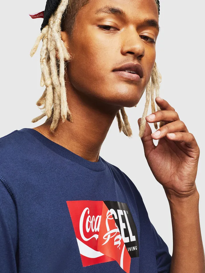 Diesel Tshirts Mens CCTJUSTCOLA Dark Blue Gift Ideas