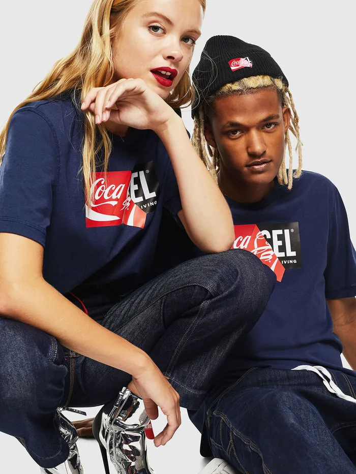 Diesel Tshirts Mens CCTJUSTCOLA Dark Blue Gift Ideas