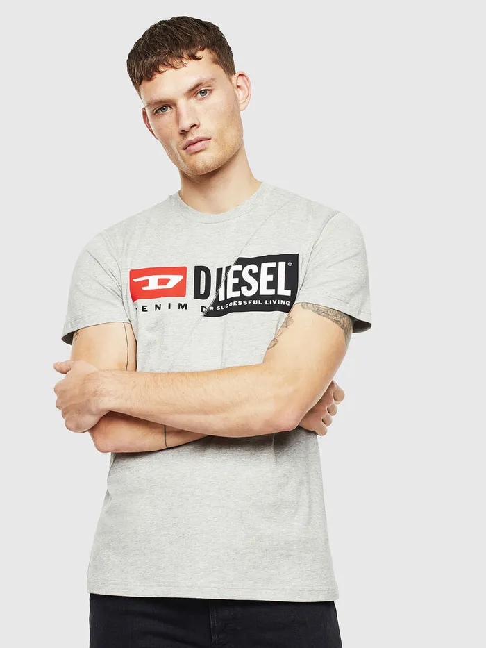 Diesel Tshirts Mens TDIEGOCUTY Light Grey Cheap On Sale