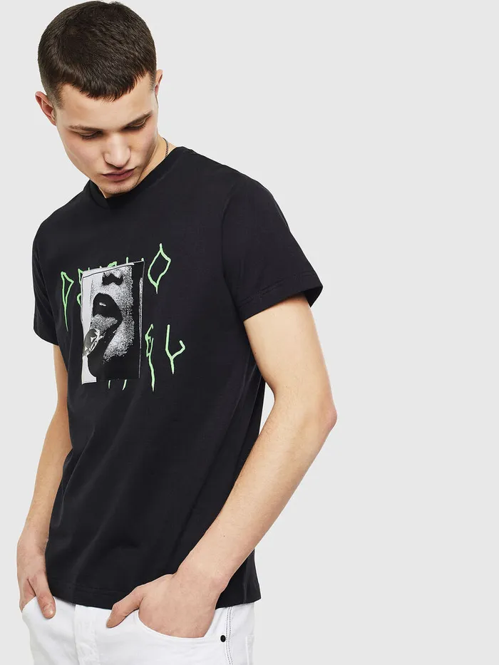 Diesel Tshirts Mens TDIEGOS12 Black Popular