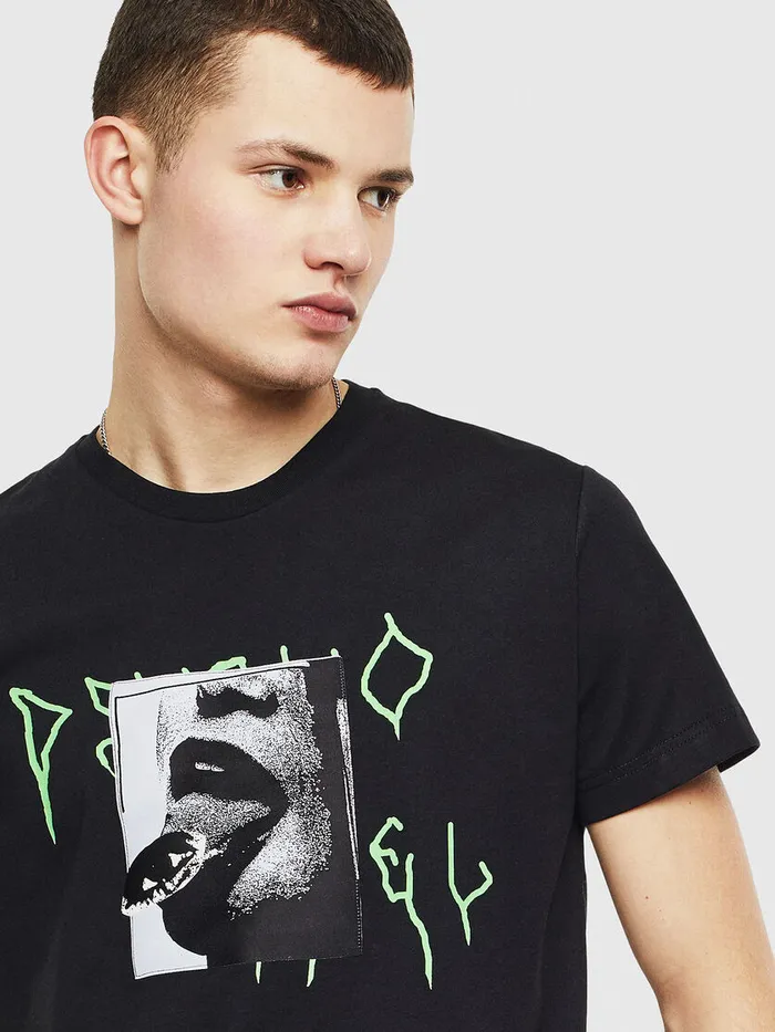 Diesel Tshirts Mens TDIEGOS12 Black Popular