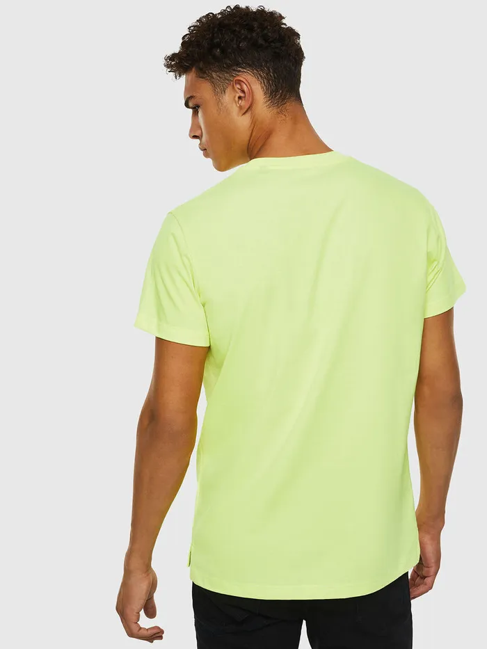 Diesel Tshirts Mens TDIEGOSLITSJ6 Yellow Fluo Gift for Friend