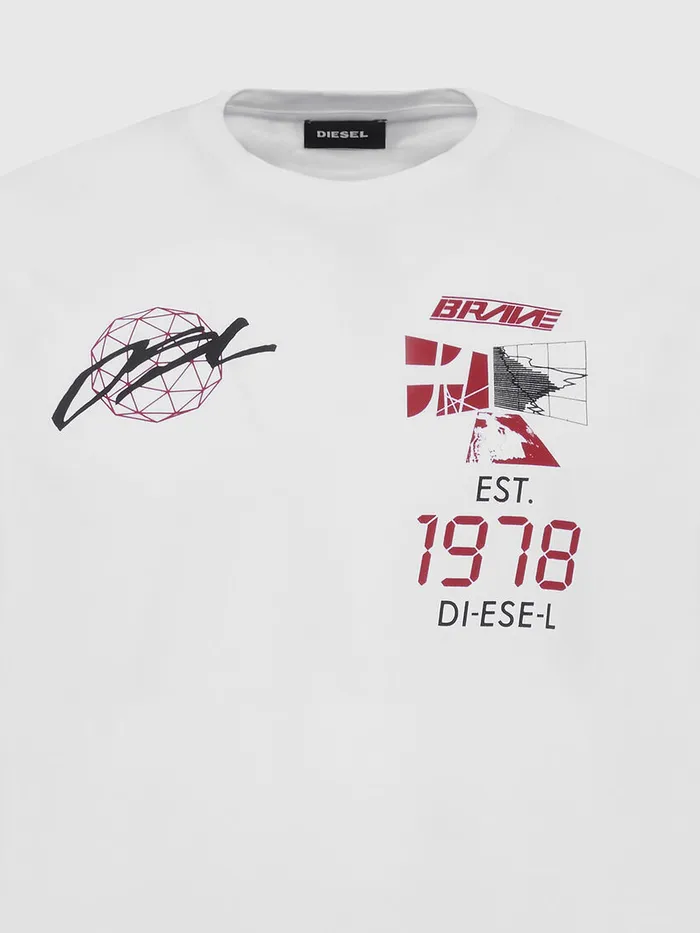 Diesel Tshirts Mens TDIEGOSX43 White Casaul