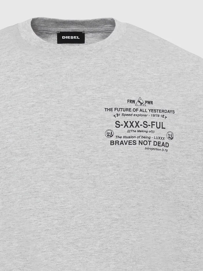 Diesel Tshirts Mens TDIEGOSX44 Grey Gift for Friend