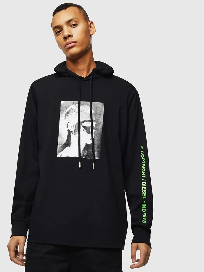Diesel Tshirts Mens TJUSTLSHOODJ5 Black Online