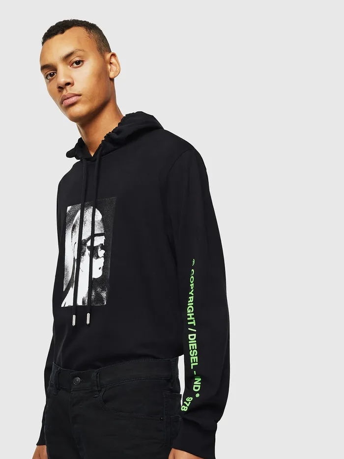 Diesel Tshirts Mens TJUSTLSHOODJ5 Black Online