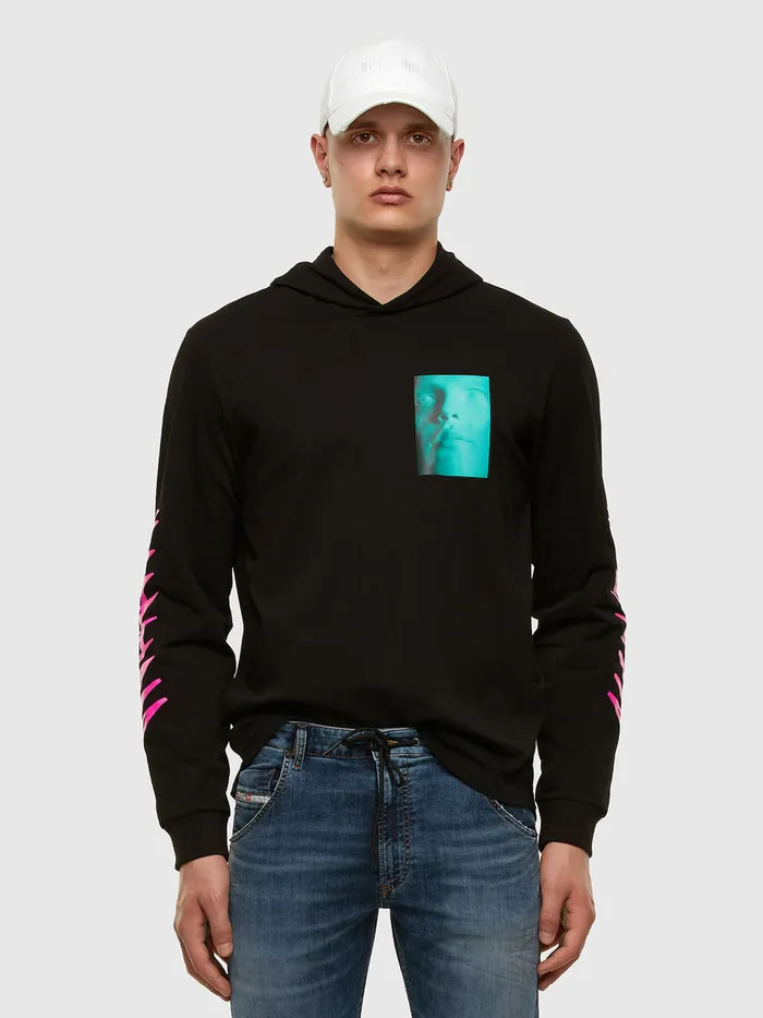 Diesel Tshirts Mens TJUSTLSHOODX30 Black Online