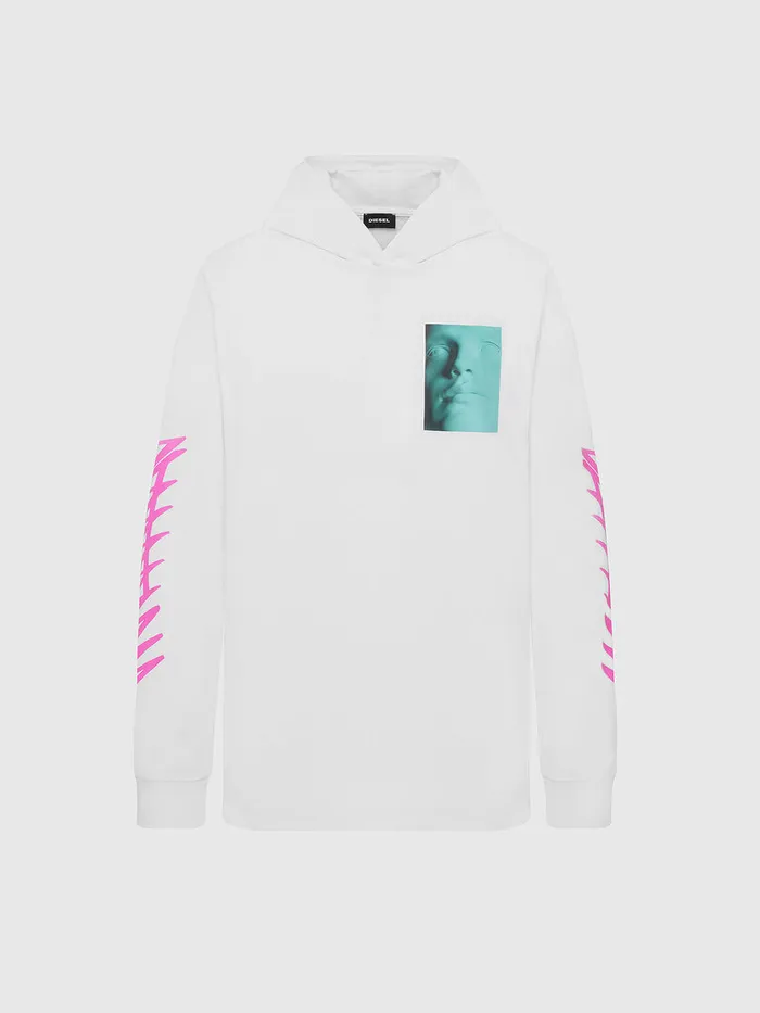 Diesel Tshirts Mens TJUSTLSHOODX30 White Gift Ideas