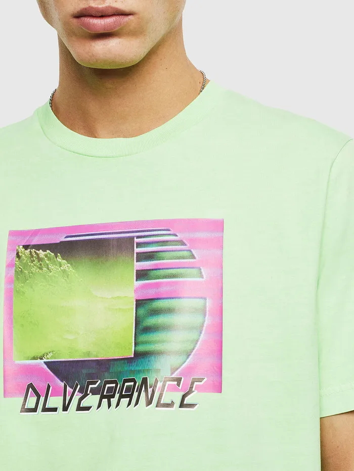 Diesel Tshirts Mens TJUSTNEONS1 Green Fluo Gift for Friend