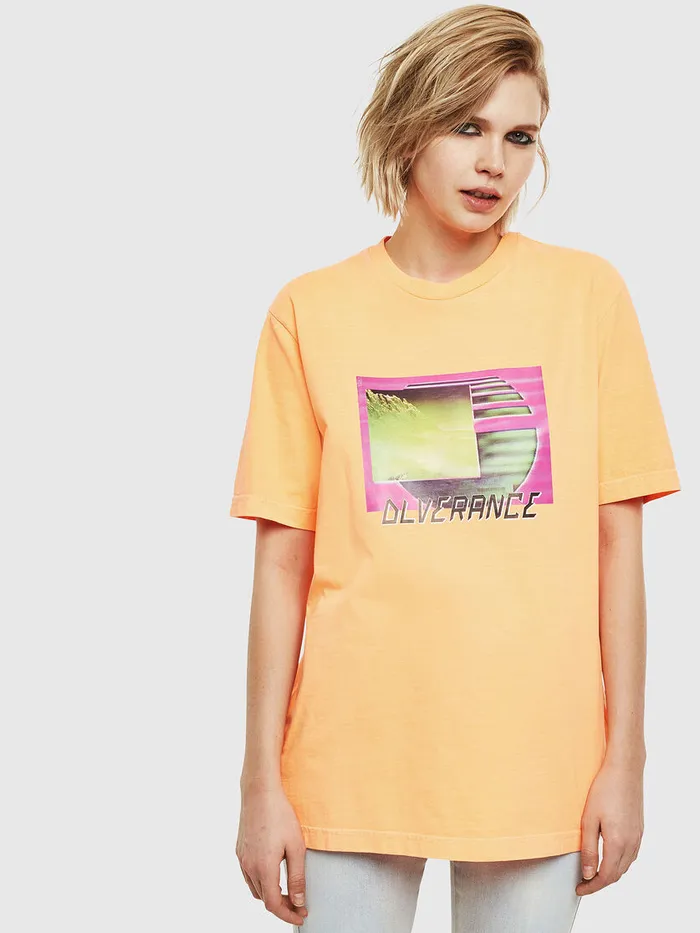 Diesel Tshirts Mens TJUSTNEONS1 Orange Gift 4 You