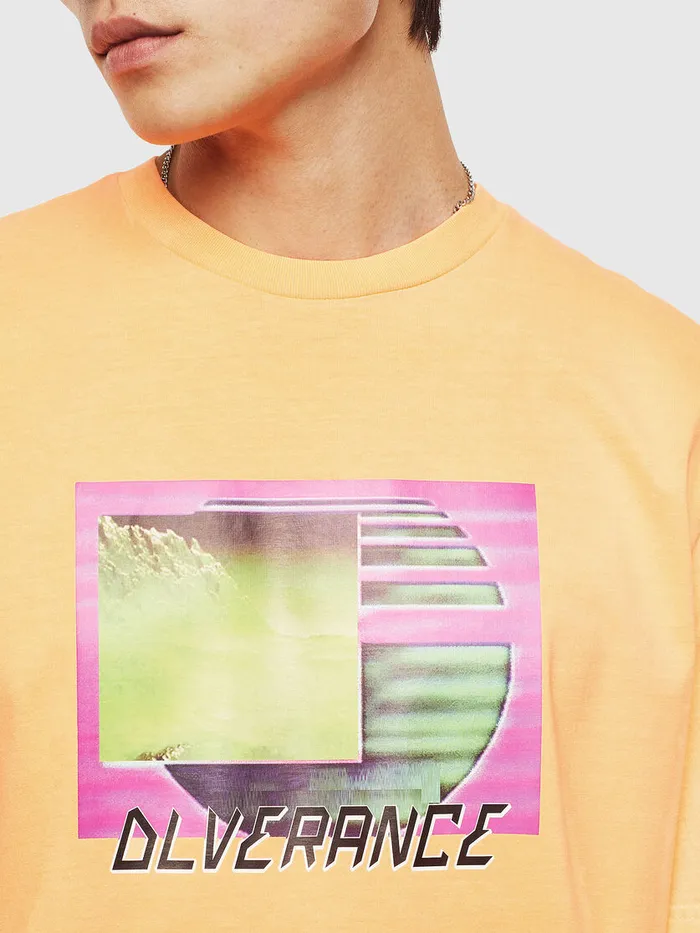 Diesel Tshirts Mens TJUSTNEONS1 Orange Gift 4 You