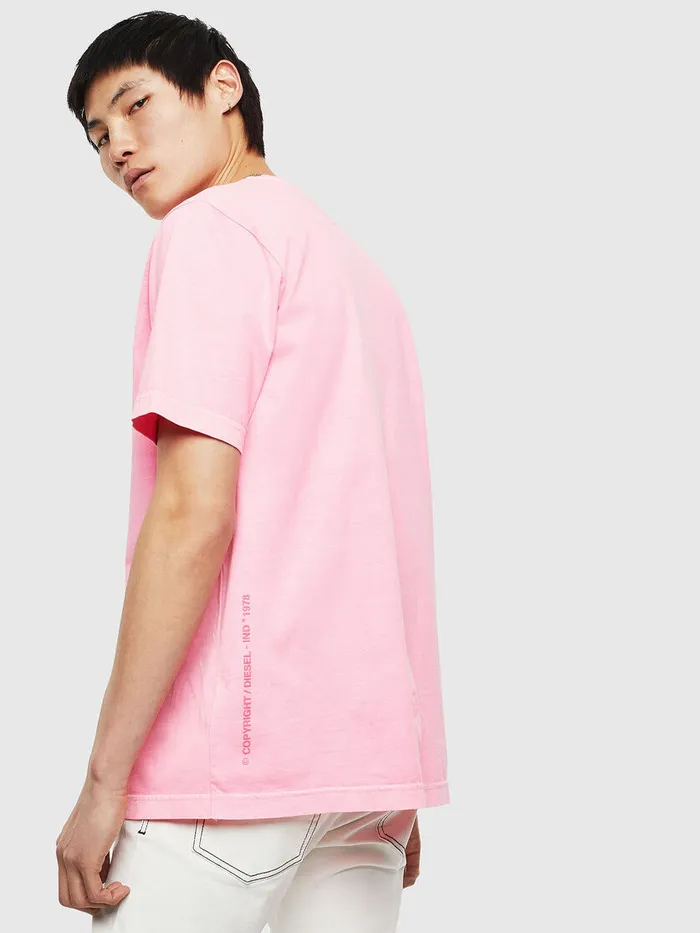 Diesel Tshirts Mens TJUSTNEONS1 Pink Casaul