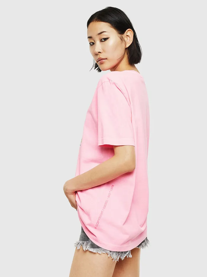 Diesel Tshirts Mens TJUSTNEONS1 Pink Casaul