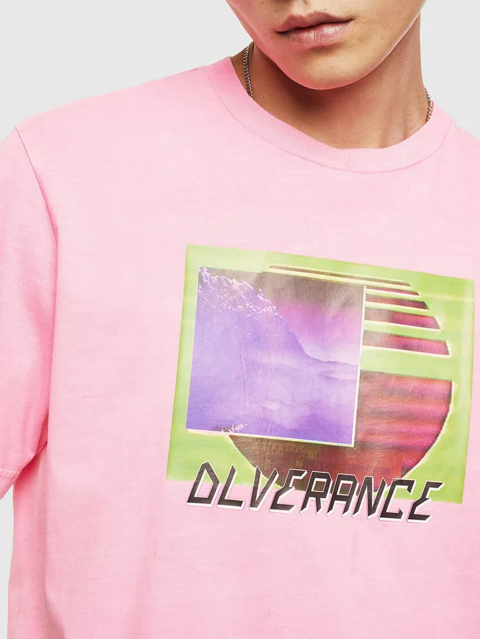 Diesel Tshirts Mens TJUSTNEONS1 Pink Casaul