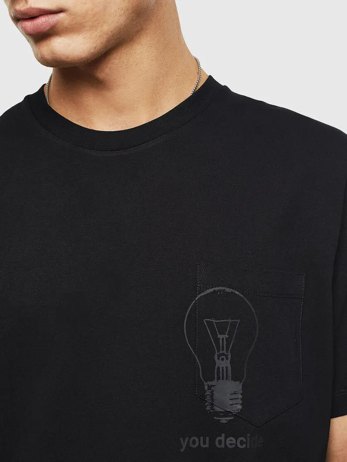 Diesel Tshirts Mens TJUSTPOCKETT17 Black Cheap On Sale
