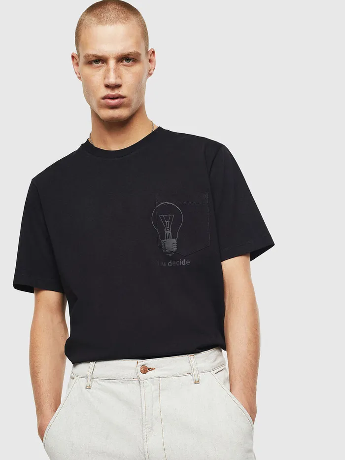 Diesel Tshirts Mens TJUSTPOCKETT17 Black Cheap On Sale