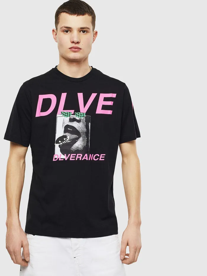 Diesel Tshirts Mens TJUSTT21 Black Gift for Friend