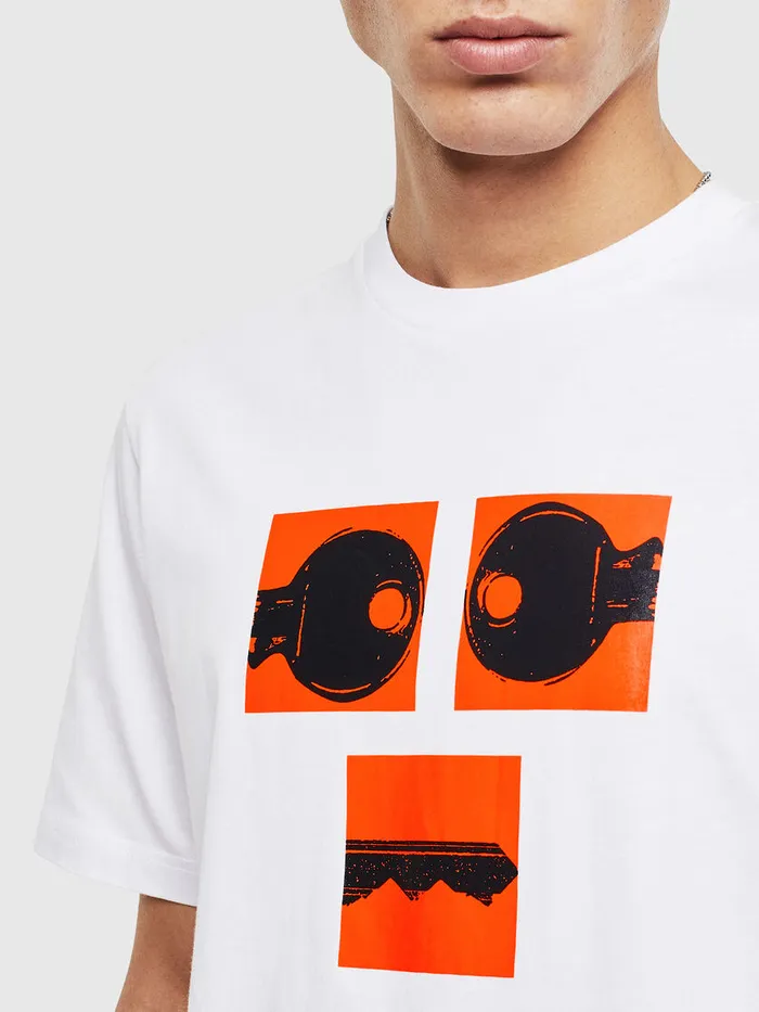 Diesel Tshirts Mens TJUSTT23 White Gift for Friend