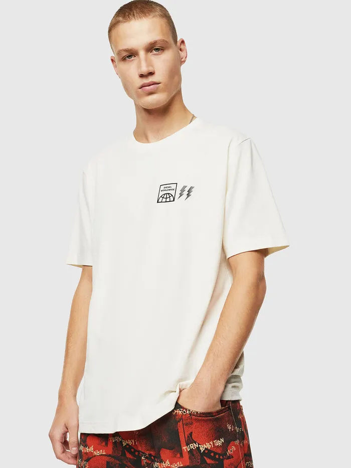 Diesel Tshirts Mens TJUSTVINT White Cheap On Sale