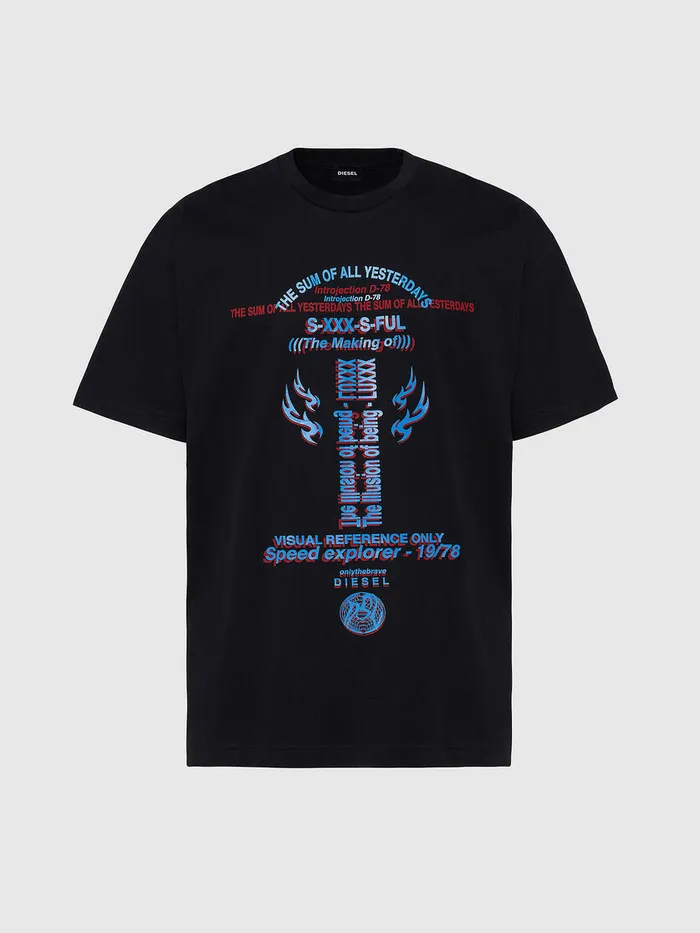 Diesel Tshirts Mens TTUBOLARX22 Black Cheap On Sale
