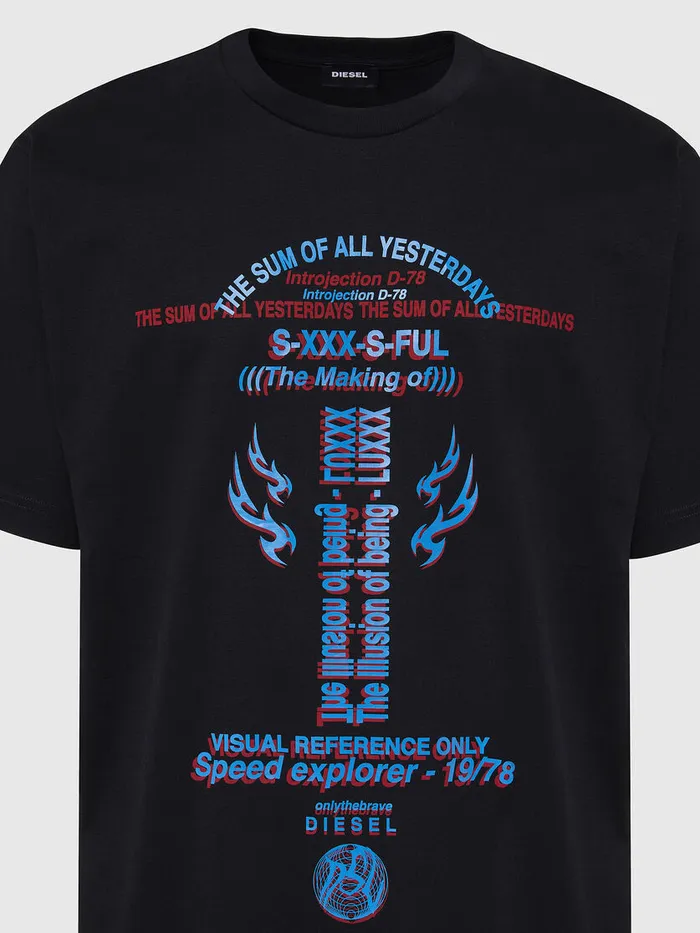 Diesel Tshirts Mens TTUBOLARX22 Black Cheap On Sale