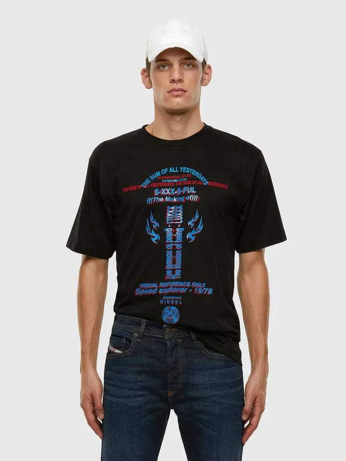 Diesel Tshirts Mens TTUBOLARX22 Black Cheap On Sale