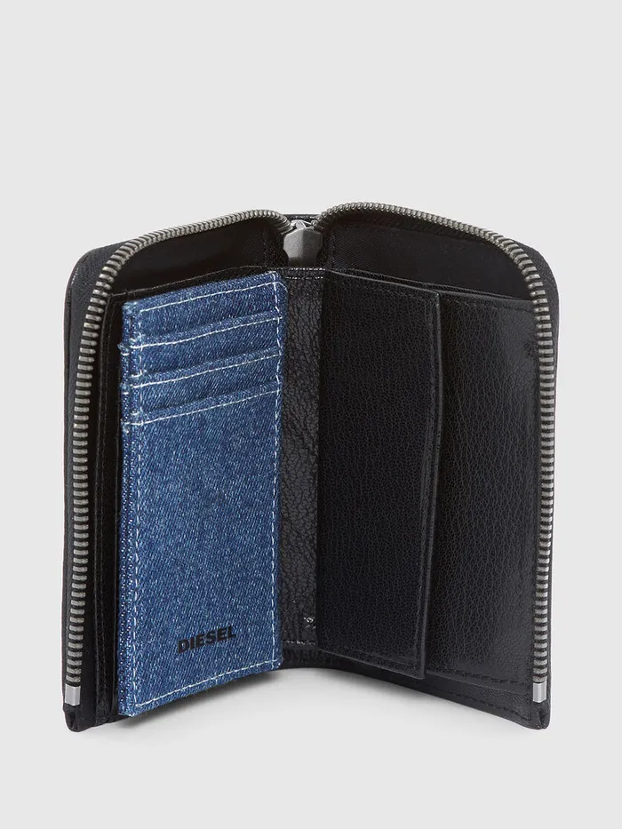 Diesel Wallets Mens L12 ZIP BlackBlue For Sale