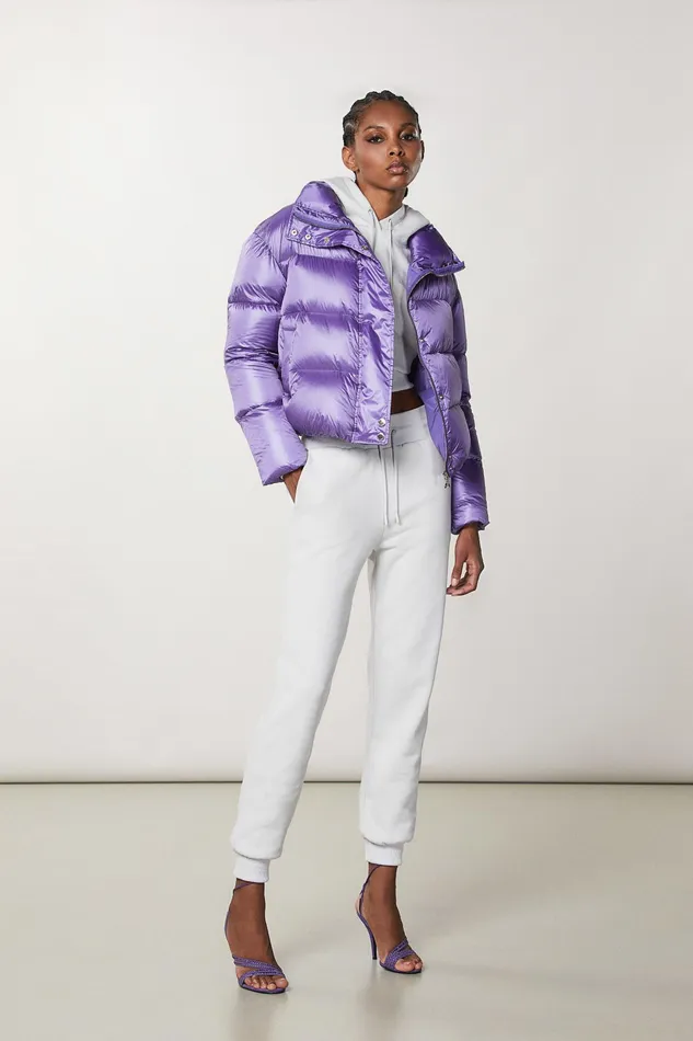 Down Jackets Women Patrizia Pepe Short Hooded Down Jacket Mineral Violet