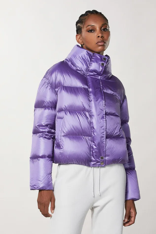 Down Jackets Women Patrizia Pepe Short Hooded Down Jacket Mineral Violet