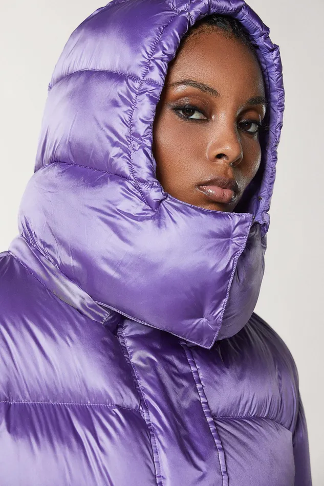 Down Jackets Women Patrizia Pepe Short Hooded Down Jacket Mineral Violet