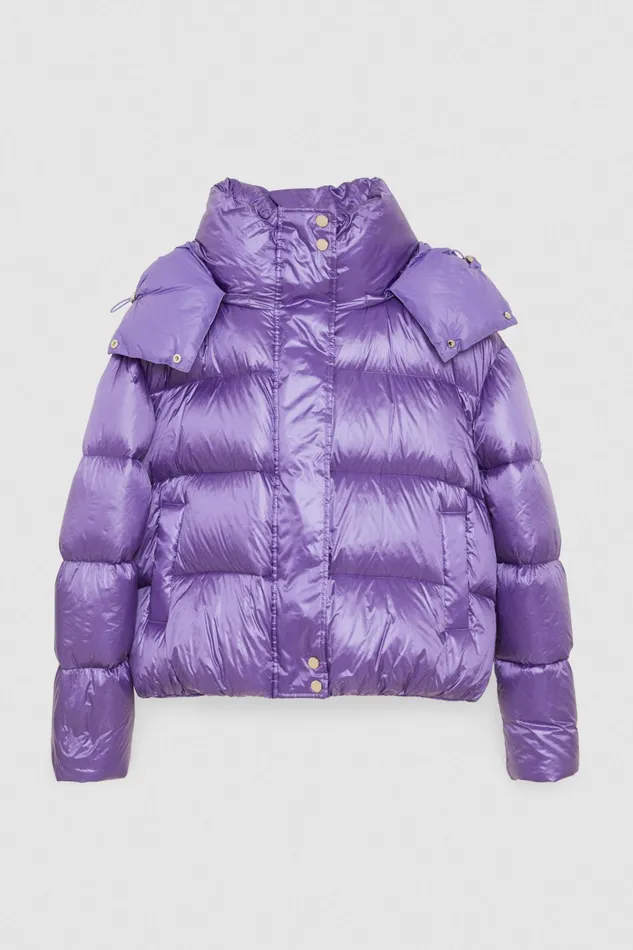 Down Jackets Women Patrizia Pepe Short Hooded Down Jacket Mineral Violet