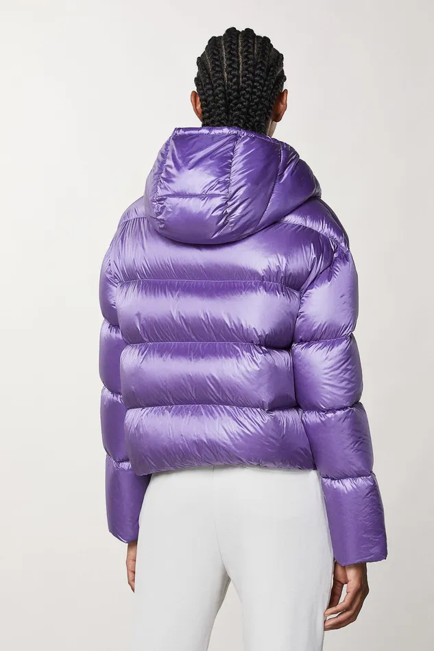 Down Jackets Women Patrizia Pepe Short Hooded Down Jacket Mineral Violet