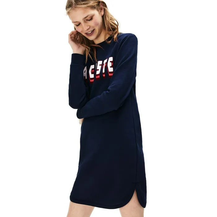 Dresses and Skirts Lacoste Womens 3DLettering Fleece Sweatshirt Dress Navy Blue Gift 4 You Dresses and Skirts Lacoste Womens 3DLettering Fleece Sweatshirt Dress Navy Blue Gift 4 You