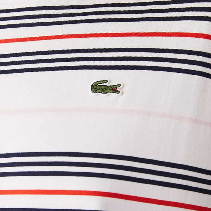 Dresses and Skirts Lacoste Womens Dissimilar Striped Pleated Jersey Tshirt Dress PurpleNavy BlueWhiteRedLight Pink Store