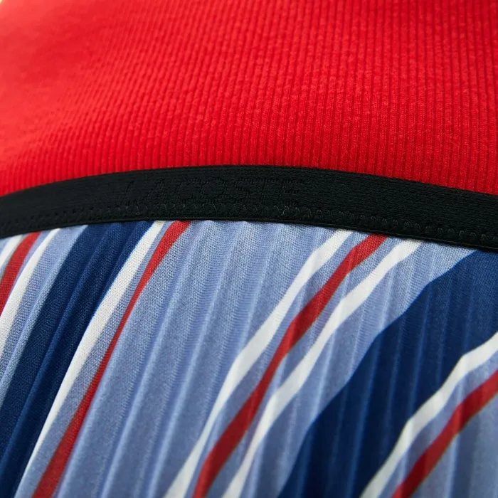 Dresses and Skirts Lacoste Womens MultiColor Striped Pleated Skirt PurpleNavy BlueWhiteRed For Sale Online