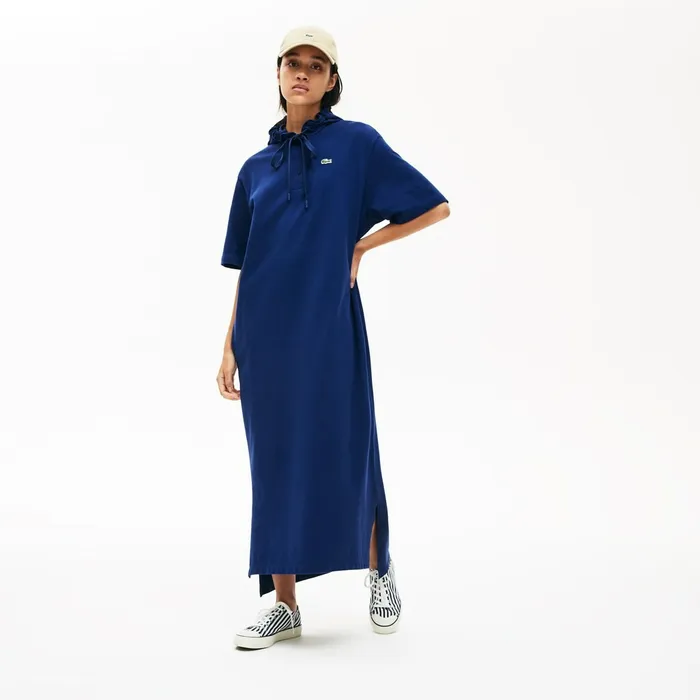 Dresses and Skirts Lacoste Womens Oversized Hooded Organic Cotton Piqu Polo Dress Navy Blue Outlet Dresses and Skirts Lacoste Womens Oversized Hooded Organic Cotton Piqu Polo Dress Navy Blue Outlet