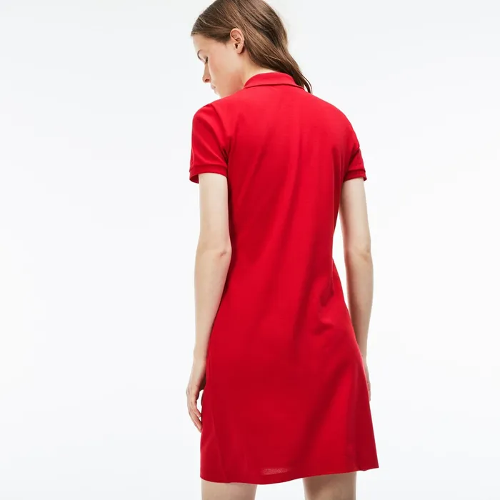 Dresses and Skirts Lacoste Womens Slim Fit Polo Piqu Dress RedWhite Outlet