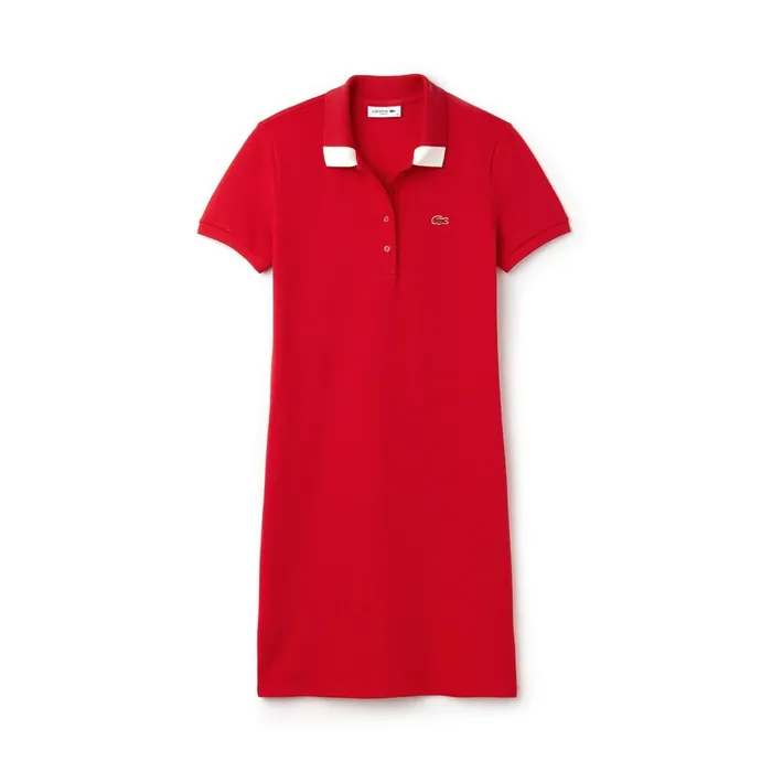 Dresses and Skirts Lacoste Womens Slim Fit Polo Piqu Dress RedWhite Outlet