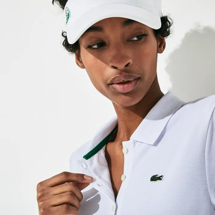 Dresses and Skirts Lacoste Womens SPORT Roland Garros Pleated Polo Dress WhiteGreenNavy Blue Gift Ideas