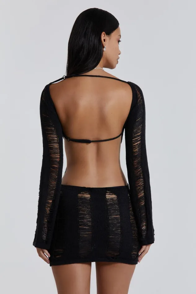 Dresses Women Jaded London Shop Black Umbra Shredded Mini Dress