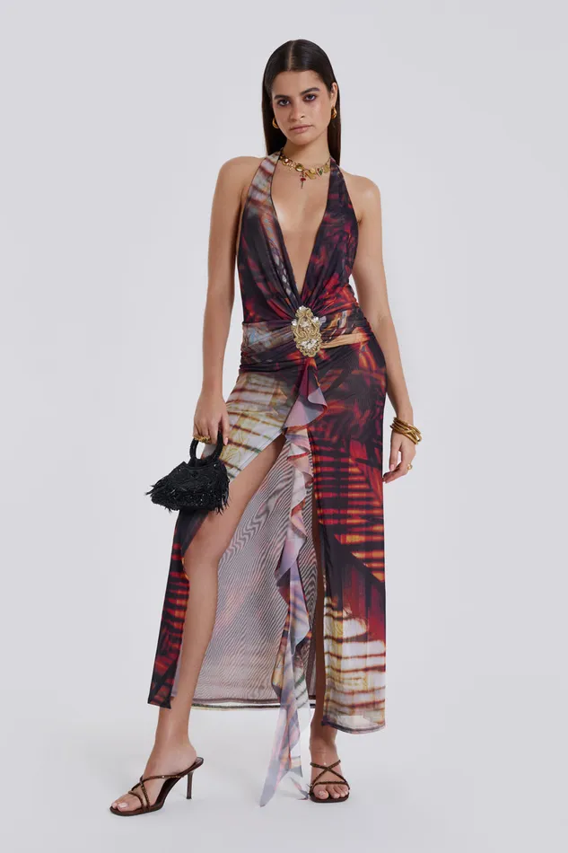Dresses Women Jaded London Shop Cindy Plunge Maxi Dress In Red