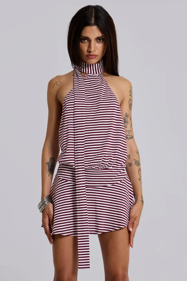 Dresses Women Jaded London Shop Enya Backless Mini Dress In Burgundy
