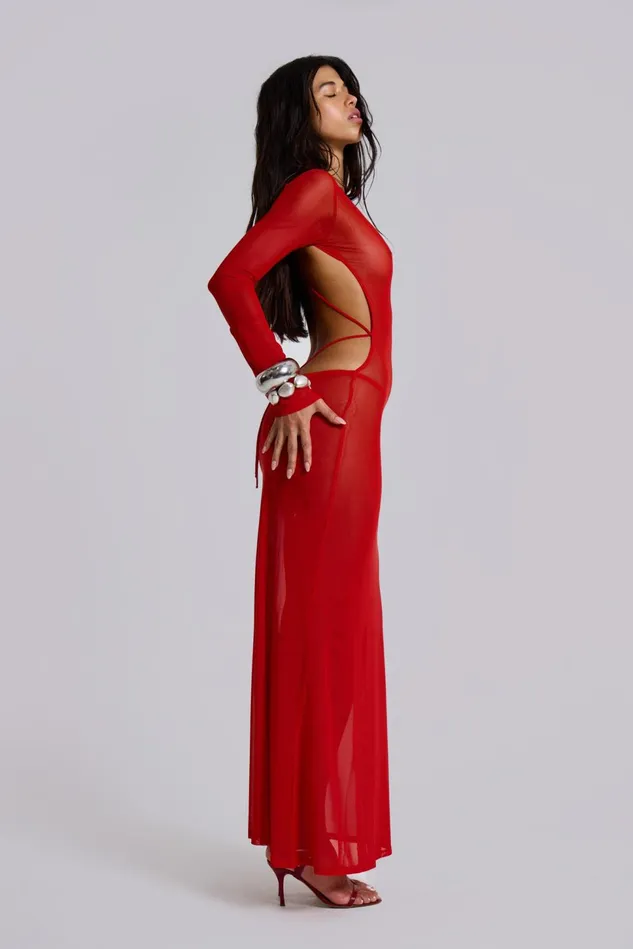 Dresses Women Jaded London Shop MESH MAXI DRESS WITH BACK DETAIL