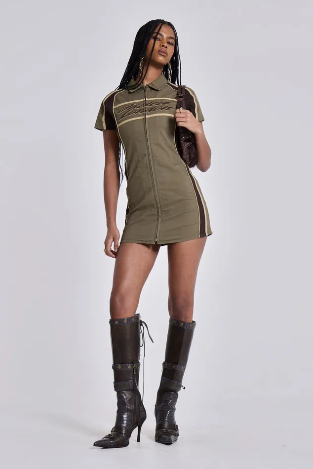 Dresses Women Jaded London Shop Racer Dress In Khaki