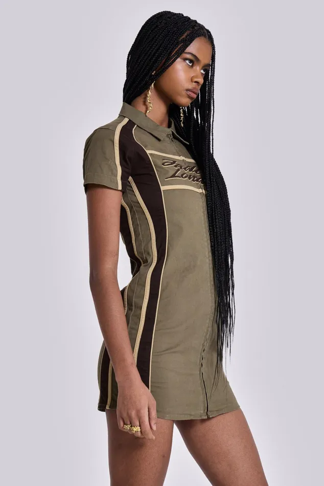 Dresses Women Jaded London Shop Racer Dress In Khaki