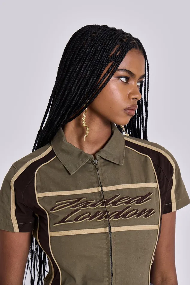 Dresses Women Jaded London Shop Racer Dress In Khaki